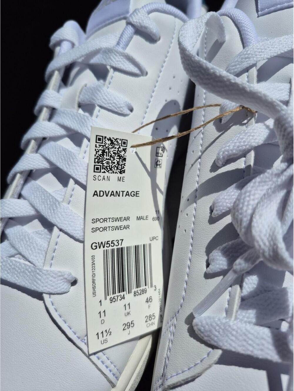 Adidas ADVANTAGE Mens Size 11.5 NEW w Box GW5537 White Tennis Shoes $70 Sneakers - Picture 4 of 9